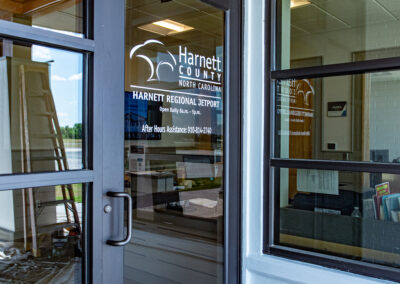 Harnett County Regional Jetport entrance door.